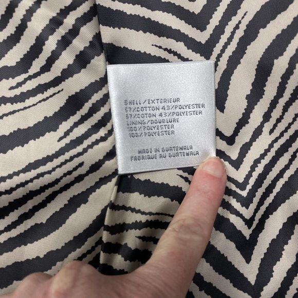 Via Spiga XL Womens Black Rain Coat Jacket Trench Animal Print Lining Belted - Picture 14 of 14